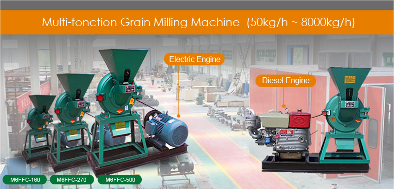 Grain Mill with Electric and Diesel Engine
